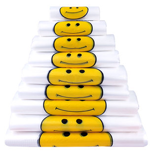 笑脸塑料袋厂家批发透明食品手提外卖打包袋商用方便购物背心袋子