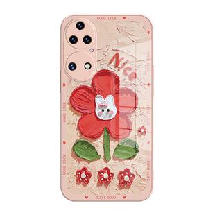 适用华为mate40pro手机壳50花朵30p60p50p40p30兔子nova10/11油画7玻璃9女款8se荣耀80新款pura70套60magic5