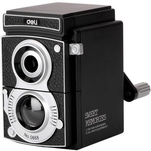 得力大口径手摇削笔机0668复古相机卷笔刀学生儿童用创意手摇削笔器刨笔机卷笔刀转笔刀铅笔刀可调削笔粗细