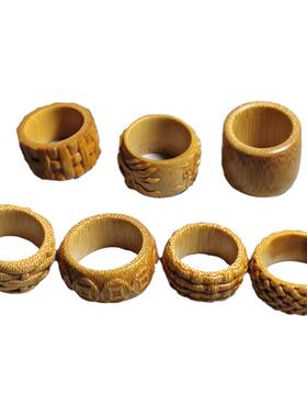 精品玉竹扳指纯手工打磨圆环跑环片古法金饰品葫芦配件文玩