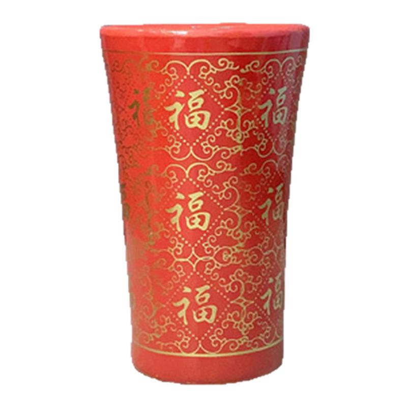 中国红福字金花吉祥陶瓷大花盆
