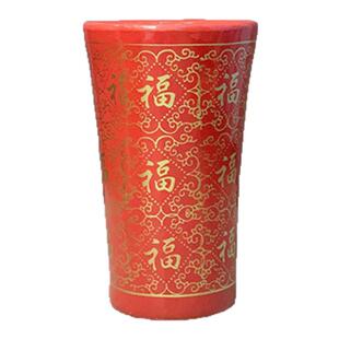 中国红陶瓷花盆福字高筒金花吉祥如意花盆陶瓷落地陶瓷大花盆微瑕