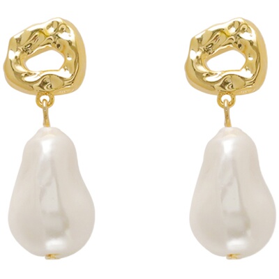 复古巴洛克不规则珍珠蚊香盘耳夹