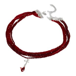 SU浮空岛「十字架」小众高级感choker红色项链 法式复古锁骨链女