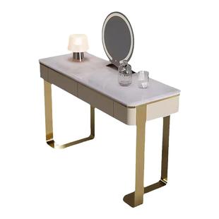 新款轻奢化妆桌卧室真皮梳妆台不锈钢现代简约小户型高级感大理石