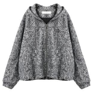 西町村屋休闲感卫衣女装2025秋季新款连帽简约百搭外套XHAC10698