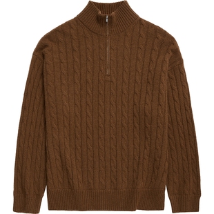 NO DIRECTION+ 手工感中领羊绒绞花毛衣N540130626C34