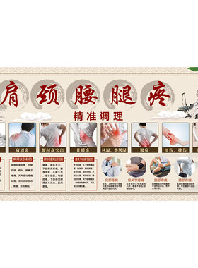颈肩腰腿痛挂图中医养生馆正骨推拿盲人按摩店背景墙自粘贴画贴纸