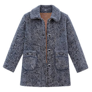 妈妈冬装毛呢外套女加绒加厚新款大码棉衣中年女装小个子呢子大衣