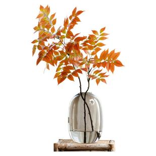 掬涵仿真花禅意仿真绿植漆木树叶插花摆设客厅假绿植树枝装饰假花