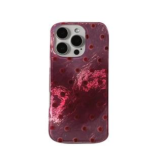 ins韩系简约莓粉波点适用苹果16promax手机壳高级感iphone15新款13小众16p硅胶14pro女16锡纸纹15pro双层全包