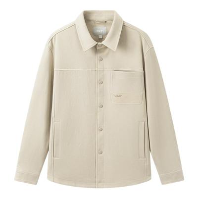 森马外套男衬衫式翻领上衣春季基础百搭弹力针织便服时尚撞色印花