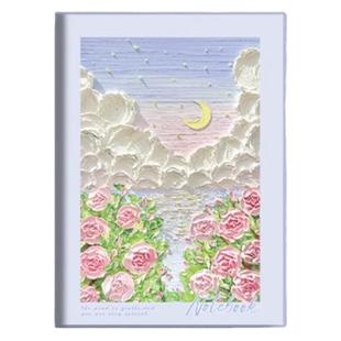 随身口袋小本子a6胶套本高颜值油画风治愈软皮豆豆本女生便携卡通记事本小号横线小学生用记录作业备忘日记本