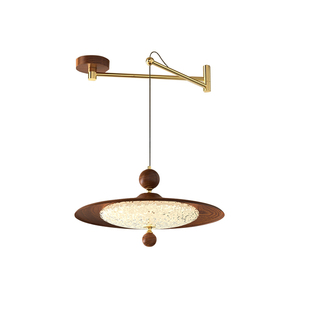 中古风摇臂餐厅吊灯可位移旋转餐桌吧台美拉德创意设计师飞碟灯具