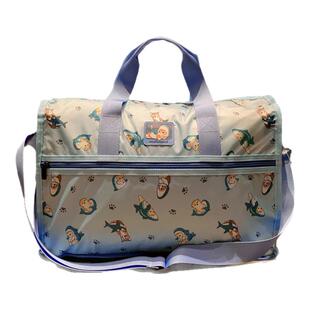 日系卡通沙鱼猫印花可爱旅行袋折叠收纳大容量短途衣物整理行李袋