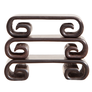 红木雕刻工艺品摆件微型盆景花瓶古玩玉石中式小书卷底座实木托架