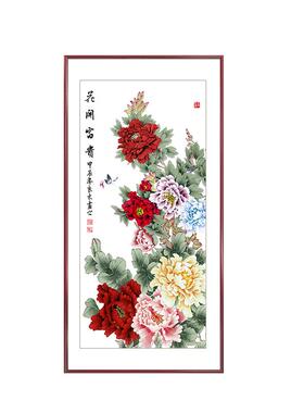国画花开富贵新中式入户玄