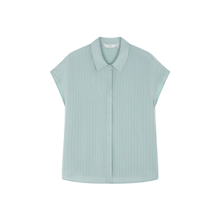 IHIMI海谧简约立领薄款时尚暗门襟衬衫女2025夏季短袖修身上衣