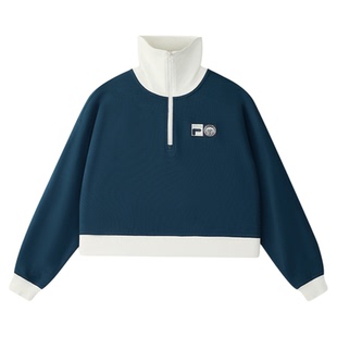 FILA FUSION | Mr Doodle联名女子套头卫衣2025冬季新款拼色上衣