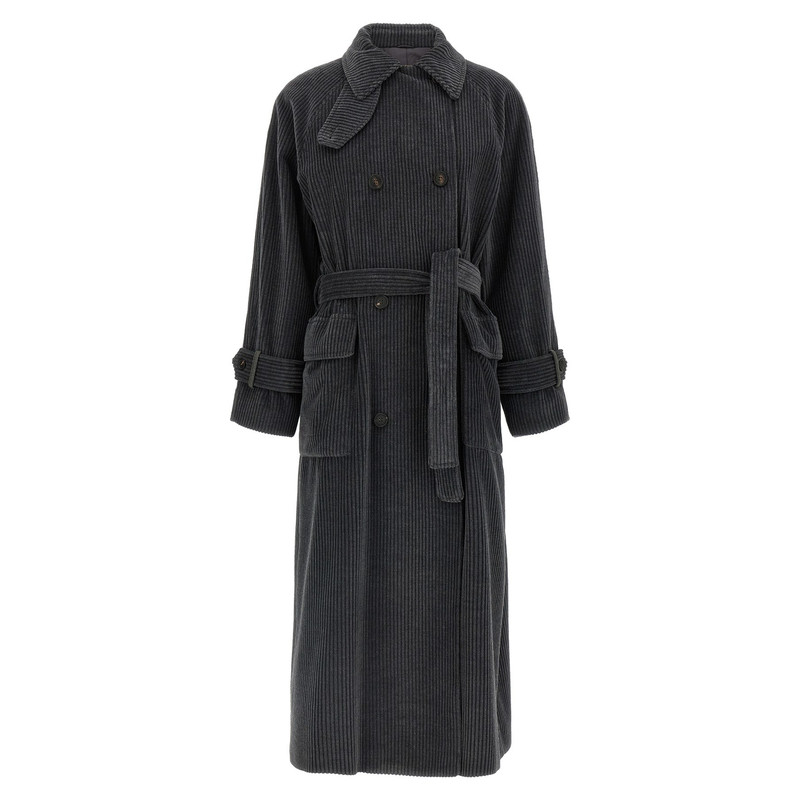 BRUNELLO CUCINELLI 女士 灰色灯芯绒风衣 26早春新款 意大利代购