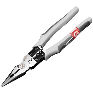 福冈多功能尖嘴钳工业级8寸尖头钳断线压线剥线钢丝钳子电工专用