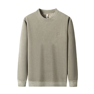 VANPSAO/梵奥冬季加绒加厚长袖T恤男士圆领休闲保暖卫衣百搭打底