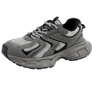 UBZ 厚底灰色老爹鞋女2026年春季新款增高休闲百搭防滑时尚运动鞋