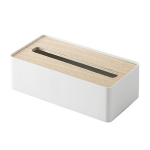 山崎实业钢制家居用品黑色白色烤漆抽纸巾盒子日式木质纸巾盒