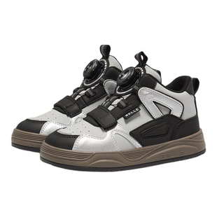 百丽童鞋儿童运动鞋高帮板鞋黑色中大童户外登山徒步鞋男童跑步鞋