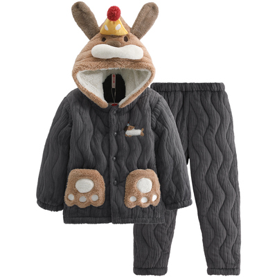 芬腾秋冬季三层加厚夹棉男童睡衣