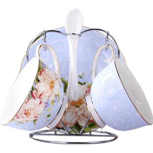 莹辰达 英式骨瓷咖啡杯套装欧式咖啡具2件套杯碟勺送钢架