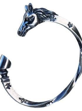 手工马镯款维京战s925头形男士款