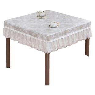 新款家用桌布防水餐桌盖布正方形桌布罩套方桌烤火布现代防尘桌罩