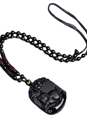 天然黑曜石十二生肖本命年吊坠男