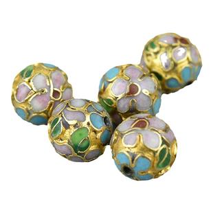 景泰蓝纯手工紫铜胎掐丝珐琅金地散珠手串项链垫片铜葫芦老货珠子