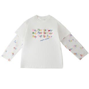 胖女童t恤儿童夏季加肥加大长袖防晒学生假两件宽松学生薄款上衣9