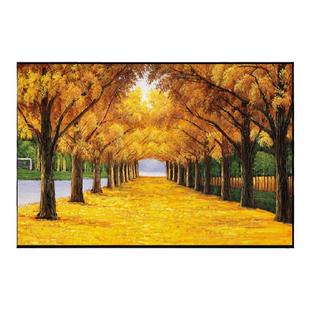 黄金大道客厅装饰画欧式大气挂画卧室床头墙壁画发财树仿油画横幅