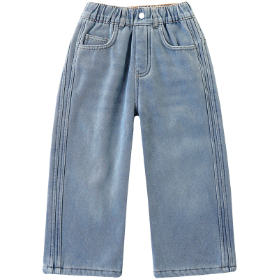 男童宽松一体加绒牛仔裤