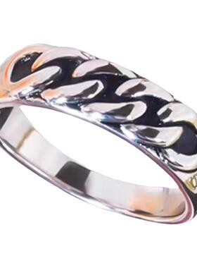 D色莫桑石链条做旧戒指宽版