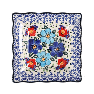 波兰风异域风情陶瓷盘子菜盘家用高级感方形米饭碗好看的碗盘餐具