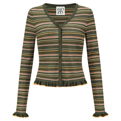 ODTD春夏撞色条纹修身针织开衫