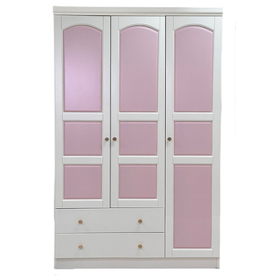全实木儿童衣柜女孩粉色两门三门收纳柜卧室家用无甲醛白色新款