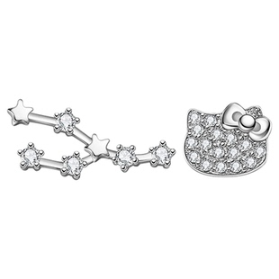 Hellokitty金牛座十二星座纯银耳钉 女生双子座耳环 送女生日礼物