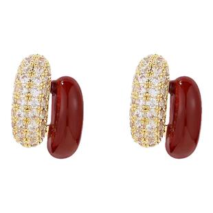 DODOGOGO红色漂亮耳钉女适合冬天的耳饰2025新款巨好看的耳环耳夹