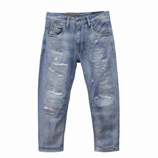 八分裤able jeans男牛仔裤春夏8分裤潮流泼墨大V裤天丝牛子裤