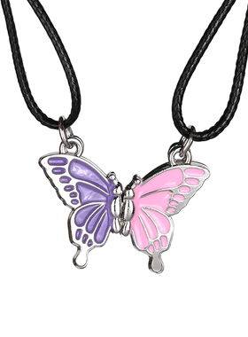 闺蜜专属项链一人一半蝴蝶磁吸女
