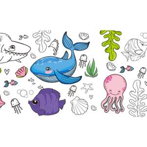 儿童涂鸦画卷超大超长填色绘画画纸幼儿园宝宝涂色画布小孩画画本