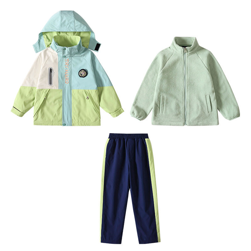小学生校服冲锋衣三件套一年级儿童班服秋冬季套装幼儿园园服春秋