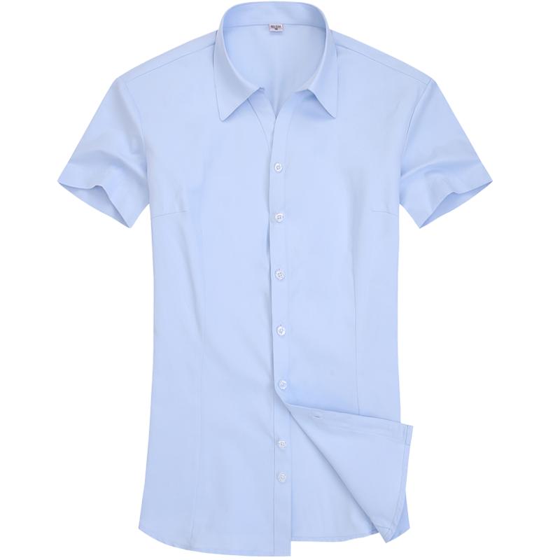 女士短袖衬衫夏装职业正装V领OL通勤白色工装工作服衬衣定制LOGO