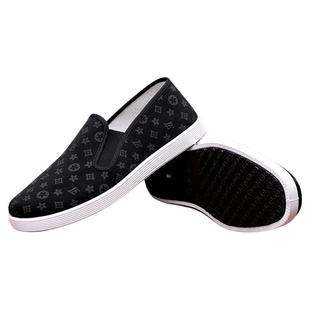 新款老北京布鞋男款透气软底时尚休闲防滑工作开车一脚蹬黑男布鞋